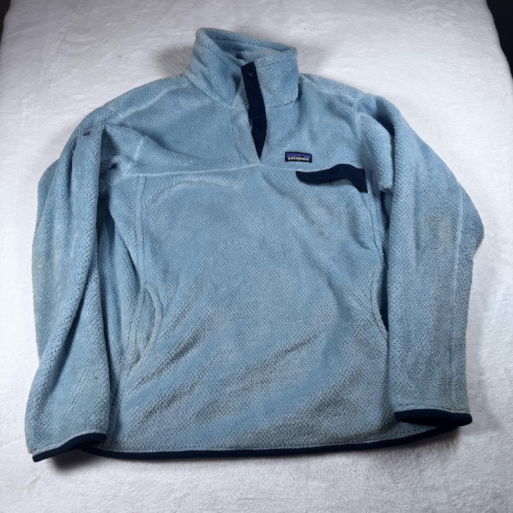 Patagonia Sweatshirt Womens XL Blue Snap-T Fleece Pullover Pockets Cozy